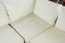 Load image into Gallery viewer, Acacia Wood Outdoor Sectional Sofa Set with Coffee Table and Cream Cushions
