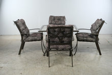 Load image into Gallery viewer, 5 Piece Patio Dining Set Tile Top Table 4 Cushioned Chairs Brown Metal
