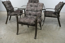Load image into Gallery viewer, 5 Piece Patio Dining Set Tile Top Table 4 Cushioned Chairs Brown Metal
