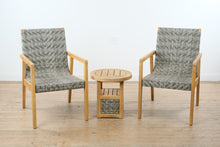 Load image into Gallery viewer, 3 Piece Acacia Wood Patio Conversation Set with Woven PE Rattan Chairs and Side Table
