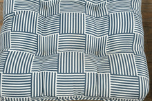 Load image into Gallery viewer, Set of 4 Blue and White Striped Chair Cushions – 19” Tufted Square Seat Pads
