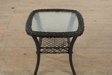 Load image into Gallery viewer, Wicker Side Table Glass Top Rattan End Table 20x20
