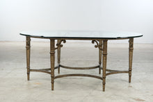 Load image into Gallery viewer, Traditional Glass Top Metal Coffee Table with Decorative Scroll Base
