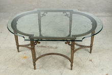 Load image into Gallery viewer, Traditional Glass Top Metal Coffee Table with Decorative Scroll Base
