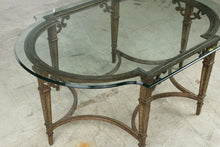 Load image into Gallery viewer, Traditional Glass Top Metal Coffee Table with Decorative Scroll Base
