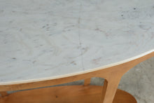 Load image into Gallery viewer, Mid-Century Modern Oval Marble Top Wood Console Table
