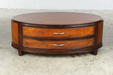 Load image into Gallery viewer, Oval Two-Drawer Wood Coffee Table with Curved Front

