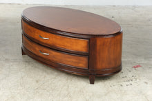 Load image into Gallery viewer, Oval Two-Drawer Wood Coffee Table with Curved Front
