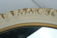 Load image into Gallery viewer, Vintage Oval Wall Mirror 25 x 31 Cream Gold Ornate Frame
