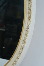 Load image into Gallery viewer, Vintage Oval Wall Mirror 25 x 31 Cream Gold Ornate Frame
