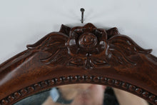 Load image into Gallery viewer, Traditional Oval Wood Wall Mirror Carved Rose Crest Beaded Frame
