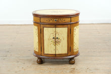 Load image into Gallery viewer, Hand-Painted Oval Cabinet Nightstand with Floral Motif
