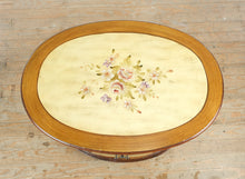 Load image into Gallery viewer, Hand-Painted Oval Cabinet Nightstand with Floral Motif
