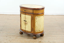 Load image into Gallery viewer, Hand-Painted Oval Cabinet Nightstand with Floral Motif
