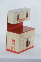 Load image into Gallery viewer, Vintage 1950s Wolverine Tin Toy Kitchen Cabinet with Upper Hutch #1 – Red &amp; Cream Lithographed Metal
