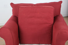 Load image into Gallery viewer, Red Upholstered Rolled Arm Lounge Chair with Ottoman
