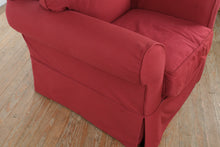 Load image into Gallery viewer, Red Upholstered Rolled Arm Lounge Chair with Ottoman
