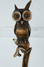 Load image into Gallery viewer, Hand Carved Wooden Owl Sculpture On Branch Folk Art Figure 39 Inch
