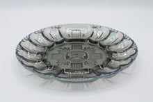 Load image into Gallery viewer, Vintage Carnival Glass Deviled Egg Platter Iridescent Smoke Gray 12 Well
