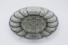 Load image into Gallery viewer, Vintage Carnival Glass Deviled Egg Platter Iridescent Smoke Gray 12 Well

