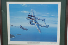 Load image into Gallery viewer, Lockheed P-38 Lightning Southwest Pacific Aviation Art Print Signed Framed 28 x 25
