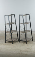 Load image into Gallery viewer, ndustrial Modern 4 Tier Ladder Bookcases with Metal Frame and Wood Grain Shelves - Pair
