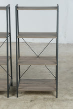 Load image into Gallery viewer, ndustrial Modern 4 Tier Ladder Bookcases with Metal Frame and Wood Grain Shelves - Pair
