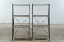 Load image into Gallery viewer, ndustrial Modern 4 Tier Ladder Bookcases with Metal Frame and Wood Grain Shelves - Pair
