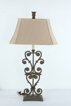 Load image into Gallery viewer, Tall Wrought Iron Table Lamp by Pacific Coast Lighting – Patina Green &amp; Copper Finish
