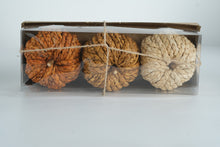 Load image into Gallery viewer, Hobby Lobby Fall 2023 Packaged Pumpkins &amp; Gourds – Set of 3 Woven Decorative Pumpkins (New in Box)
