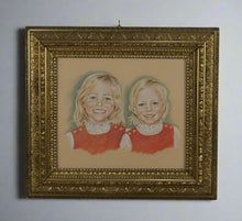 Load image into Gallery viewer, Original Portrait Art &quot;Paige &amp; Blaire&quot; – Signed 1977 – Ornate Gilt Frame
