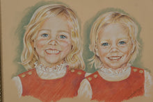 Load image into Gallery viewer, Original Portrait Art &quot;Paige &amp; Blaire&quot; – Signed 1977 – Ornate Gilt Frame
