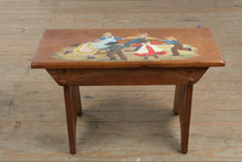 Load image into Gallery viewer, Hand-Painted Folk Art Wooden Bench with Dancing Children Scene
