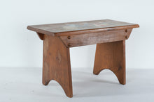 Load image into Gallery viewer, Hand-Painted Folk Art Wooden Bench with Dancing Children Scene
