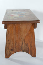 Load image into Gallery viewer, Hand-Painted Folk Art Wooden Bench with Dancing Children Scene
