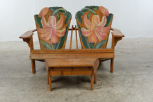 Load image into Gallery viewer, The Blooming Chair Hand Painted Cedar Adirondack Double Bench with Ottoman
