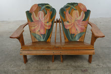 Load image into Gallery viewer, The Blooming Chair Hand Painted Cedar Adirondack Double Bench with Ottoman
