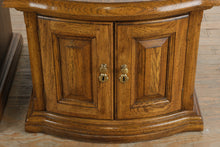 Load image into Gallery viewer, Traditional Burl Wood Cabinet End Tables Pair Curved Front Side Tables
