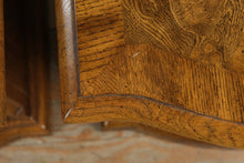 Load image into Gallery viewer, Traditional Burl Wood Cabinet End Tables Pair Curved Front Side Tables

