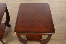 Load image into Gallery viewer, Pair Traditional Cherry Wood End Tables with Lower Shelf and Curved Legs
