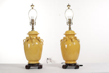 Load image into Gallery viewer, Pair of Golden Yellow Wildwood Lamps
