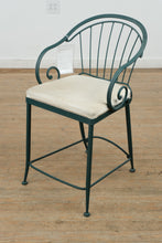 Load image into Gallery viewer, Pair of Green Metal Counter-Height Barstools – 24&quot; Seat Height
