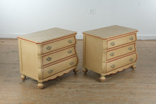 Load image into Gallery viewer, French Provincial Style Cream Nightstand with Red Trim Accents – 3 Drawer Chest
