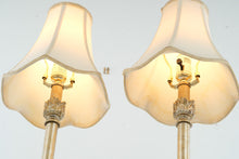 Load image into Gallery viewer, Pair of Ornate Vintage Buffet Lamps – Gold Finish with Bell Shades
