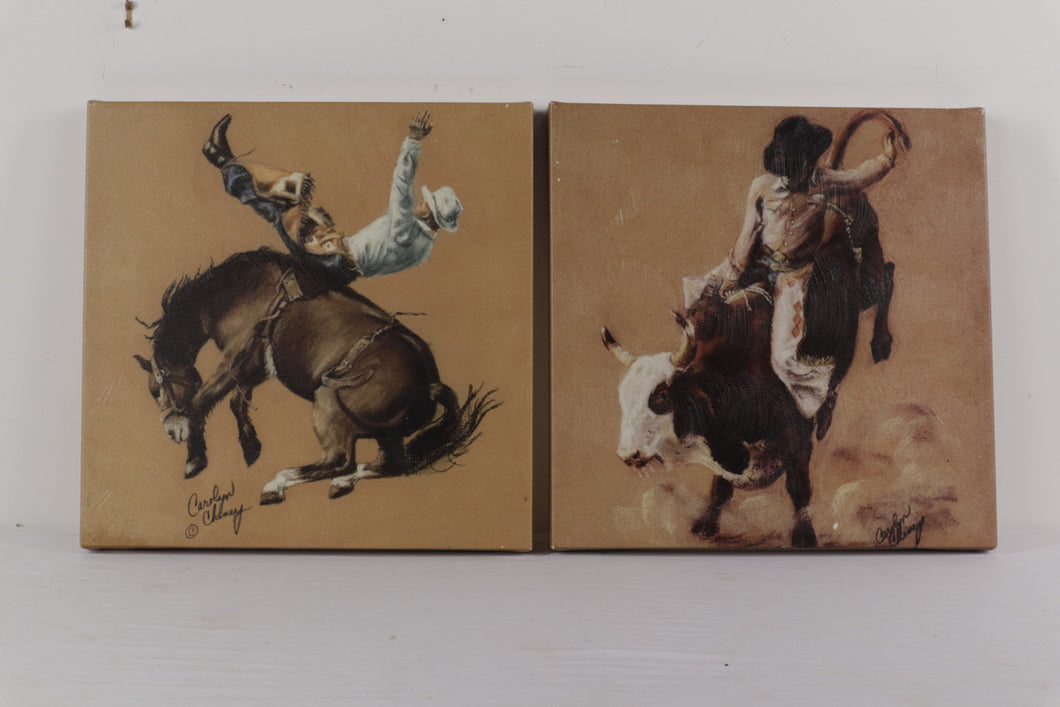 Pair of Rodeo Paintings - Carolyn Cheney