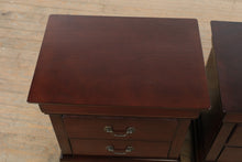 Load image into Gallery viewer, Pair of Ashley Furniture Janel Nightstands in Dark Wood Finish with Two Drawers
