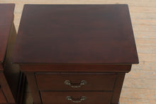 Load image into Gallery viewer, Pair of Ashley Furniture Janel Nightstands in Dark Wood Finish with Two Drawers
