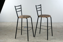 Load image into Gallery viewer, Pair of Modern Black Metal Counter Height Bar Stools with Upholstered Seats
