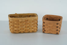 Load image into Gallery viewer, et of 2 Handwoven Rustic Rectangular Storage Baskets – Natural Wood Splint Woven Bins

