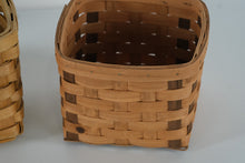 Load image into Gallery viewer, et of 2 Handwoven Rustic Rectangular Storage Baskets – Natural Wood Splint Woven Bins
